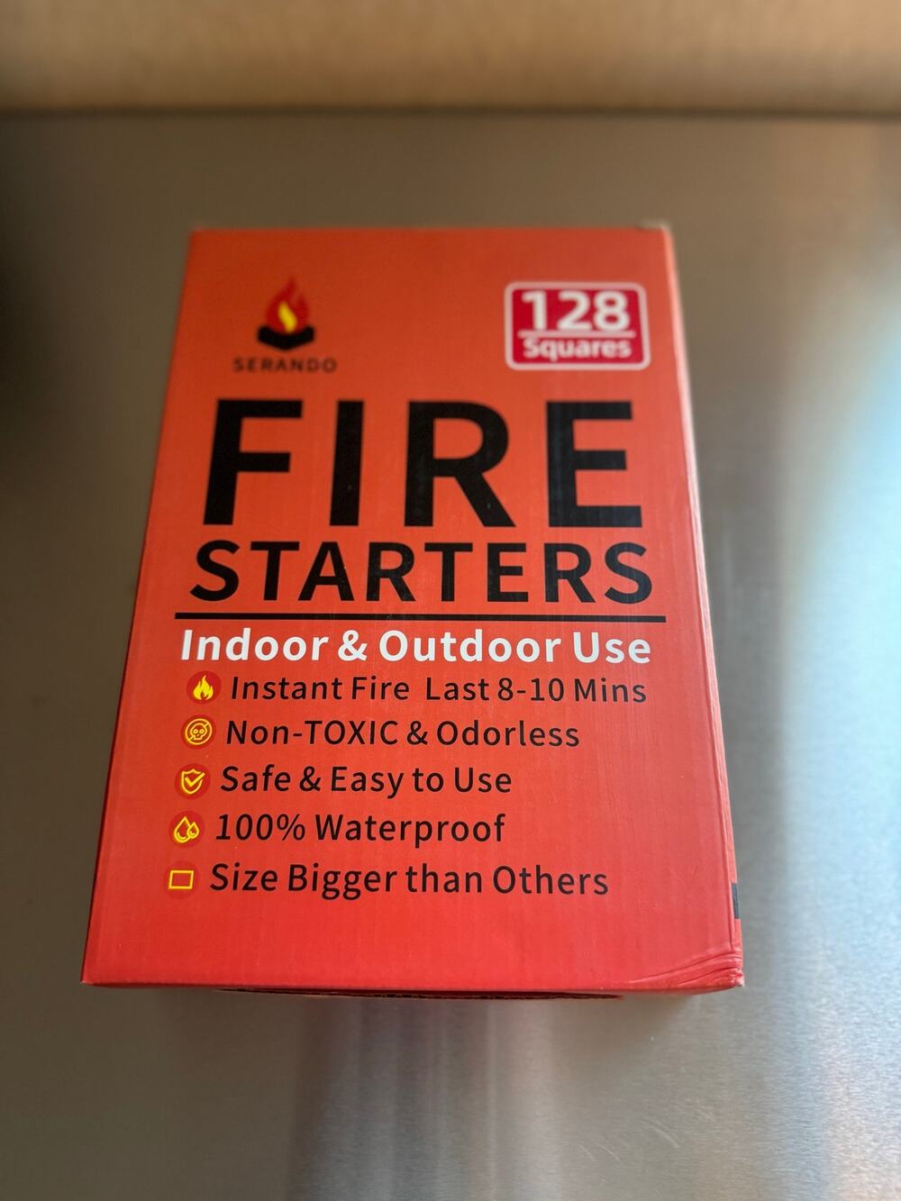 Serando Fire Starters 128 PCS Natural Wood Wax Squares Fireplace Campfire Grill